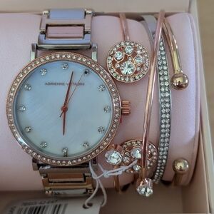 Adrienne Vittadini Rose Gold and Silver Watch Set
